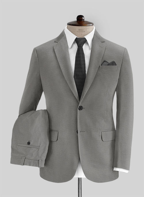 Gray Feather Cotton Canvas Stretch Suit