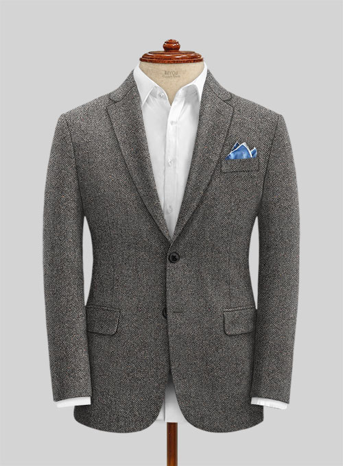 Gray Herringbone Flecks Donegal Tweed Suit - Click Image to Close