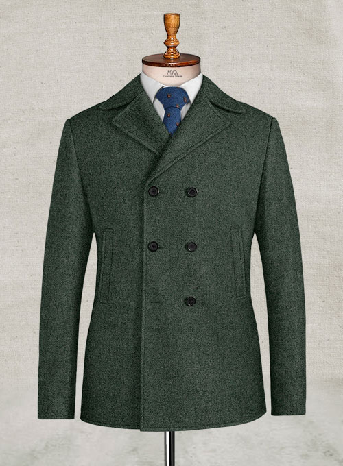 Green Heavy Tweed Pea Coat