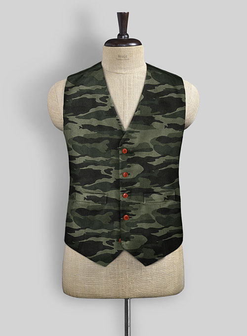 Green Stretch Camo Waist Coat - Click Image to Close