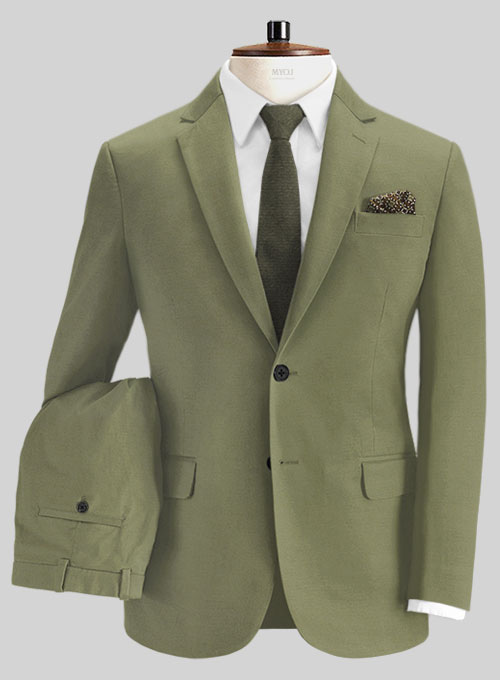 Green Feather Cotton Canvas Stretch Suit