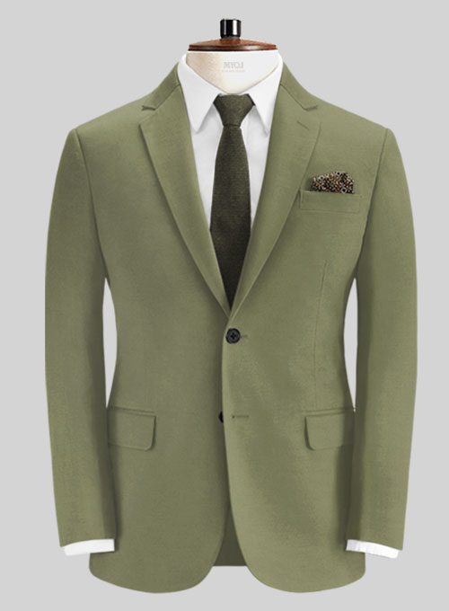 Green Feather Cotton Canvas Stretch Suit - Click Image to Close