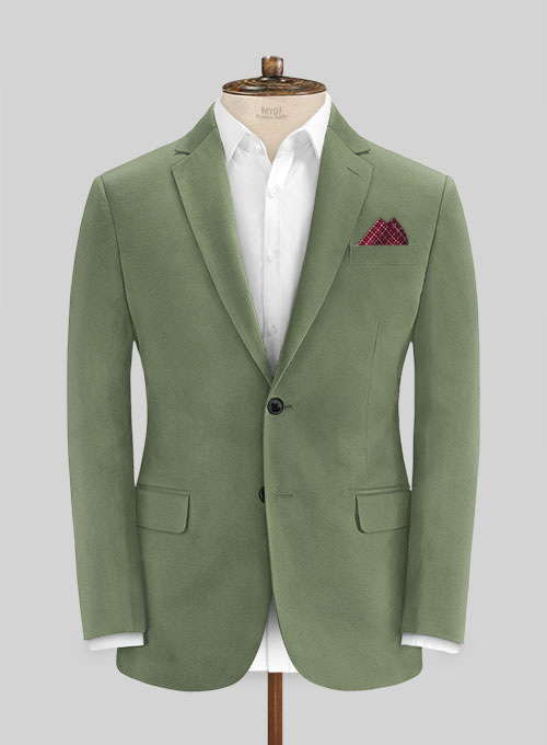Green Cotton Power Stretch Chino Suit - Click Image to Close