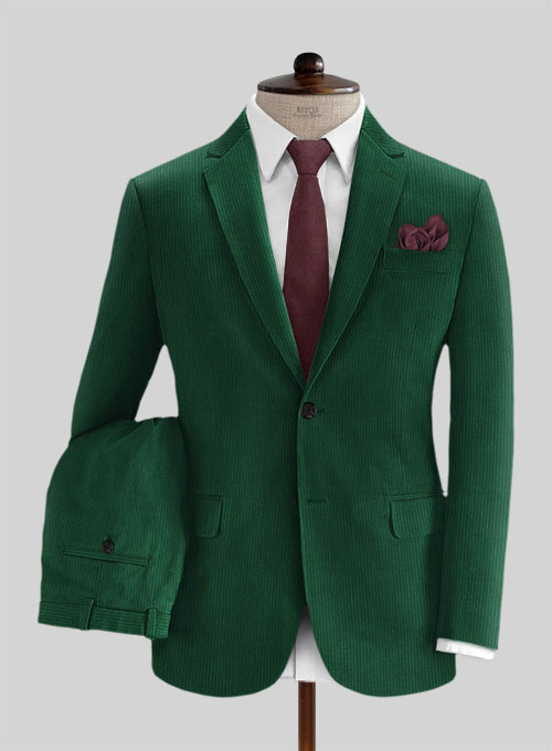 Green Thick Stretch Corduroy Suit