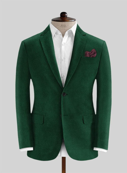 Green Thick Stretch Corduroy Suit