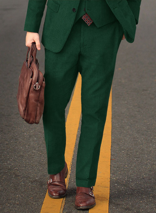 Green Thick Stretch Corduroy Suit