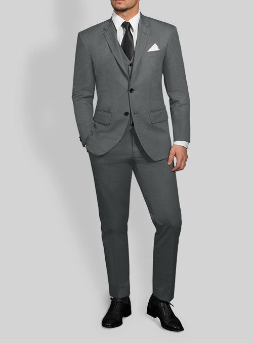 Gray Cotton Power Stretch Chino Suit