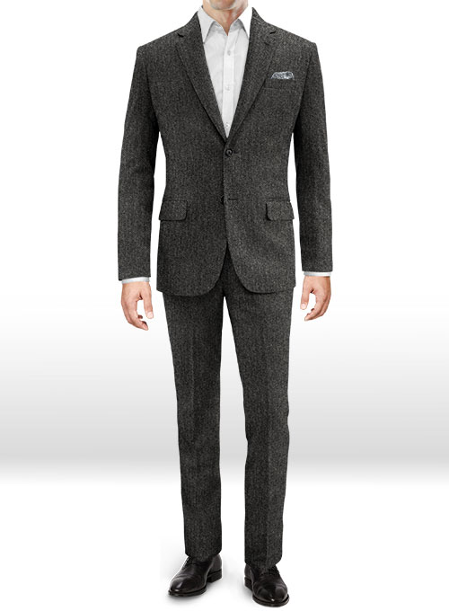 Harris Tweed Dark Gray Herringbone Suit - Click Image to Close