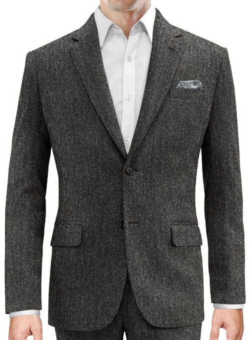 Harris Tweed Dark Gray Herringbone Suit