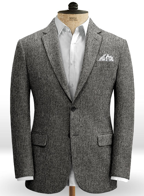 Harris Tweed Gray Herringbone Suit