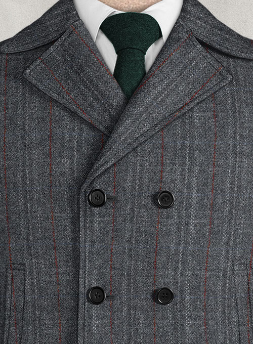 Harris Tweed Welsh Gray Pea Coat