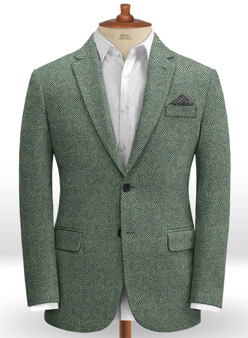 Harris Tweed Wide Herringbone Green Suit