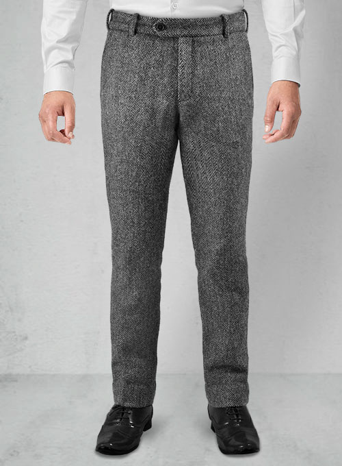 Men's Grey Tweed Slim Suit Pants 1913 Collection Hawes, 54% OFF