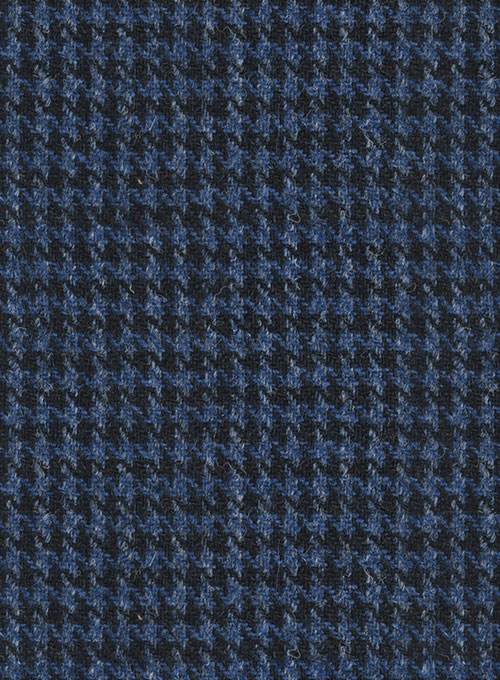 Harris Tweed Houndstooth Blue Pea Coat - Click Image to Close