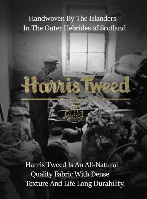 Harris Tweed Hebridean Brown Herringbone Pea Coat - Click Image to Close