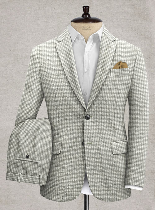 Houndstooth Light Gray Tweed Suit