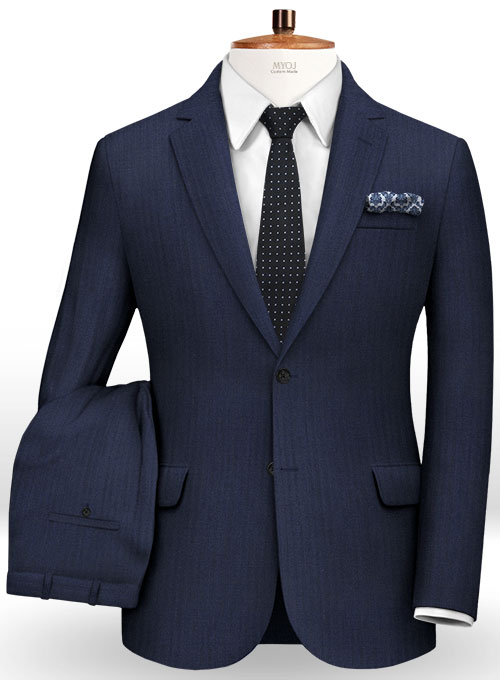 Herringbone Wool Royal Blue Suit : Made To Measure Custom Jeans For Men ...