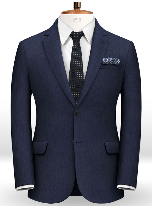 Herringbone Wool Royal Blue Suit