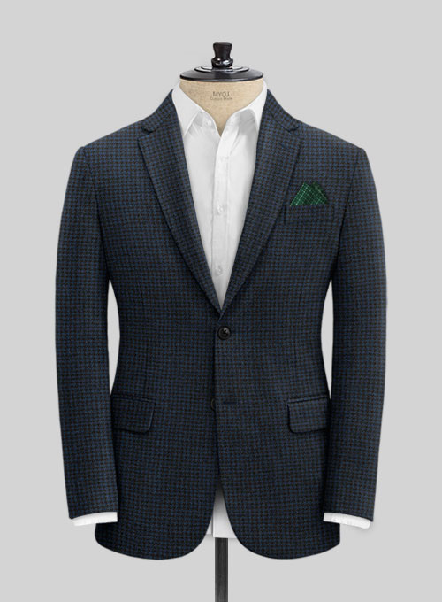 Houndstooth Dark Blue Tweed Suit - Click Image to Close