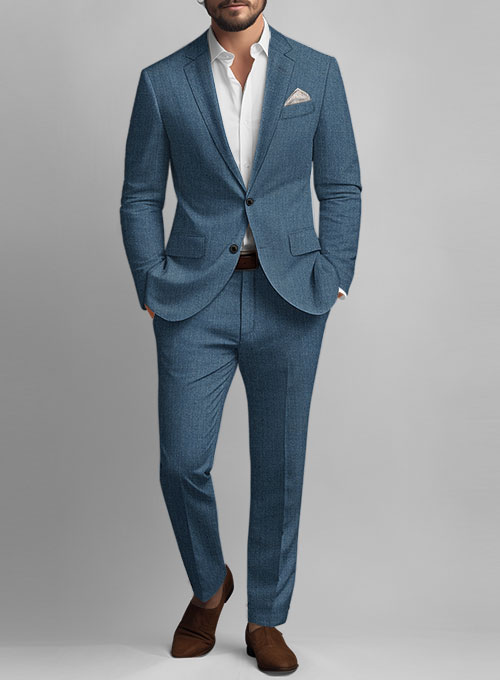 Indigo Blue Pure Linen Suit - Click Image to Close