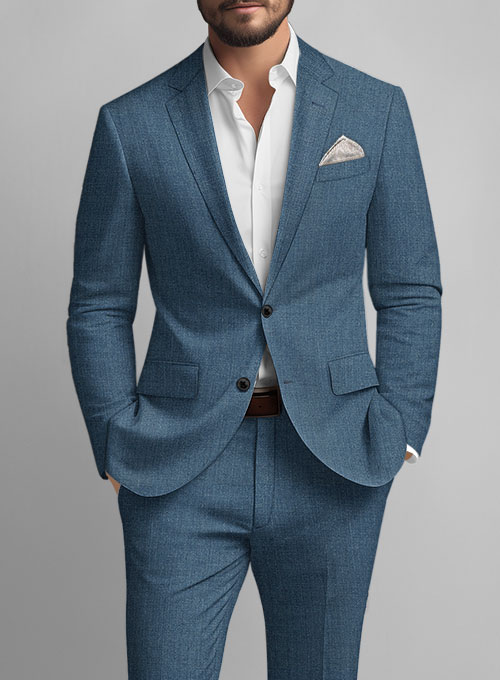 Indigo Blue Pure Linen Suit - Click Image to Close