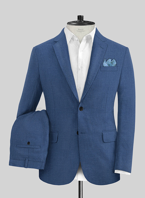 Azure Blue Linen Suit : Made To Measure Custom Jeans For Men & Women,  MakeYourOwnJeans®