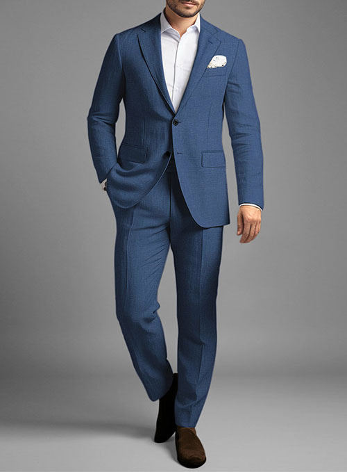 Azure Blue Linen Suit - Click Image to Close