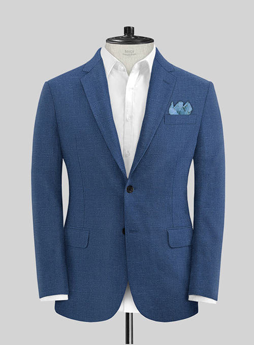 Azure Blue Linen Suit - Click Image to Close