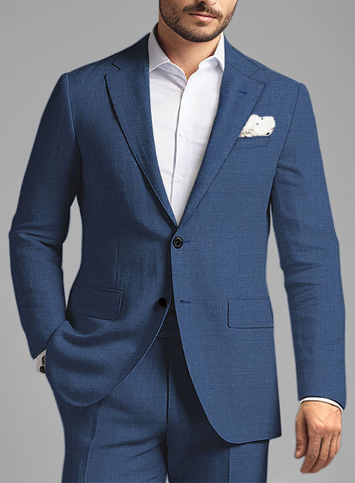 Azure Blue Linen Suit