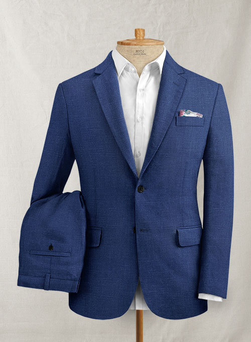 Indigo Mid Blue Pure Linen Suit