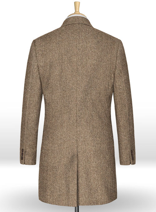 Irish Brown Herringbone Tweed Overcoat