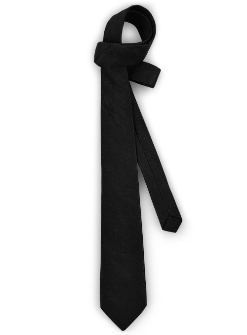 Italian Linen Tie - Black Twill
