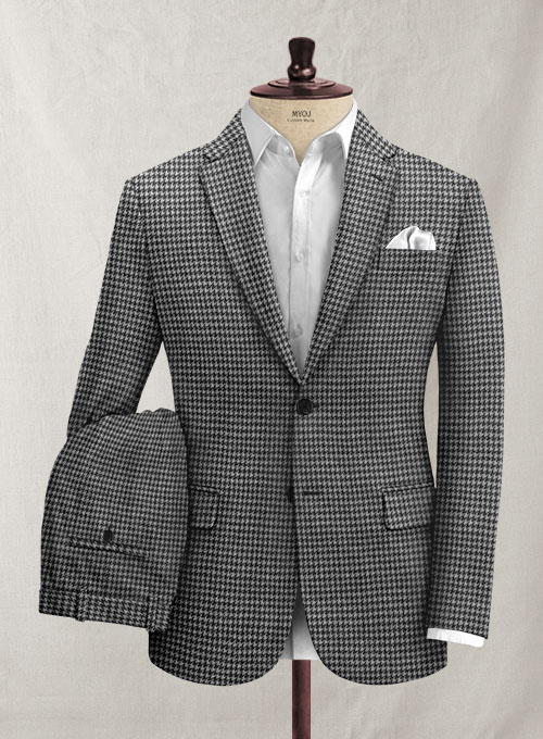 Italian Black & White Houndstooth Tweed Suit : Made To Measure Custom ...