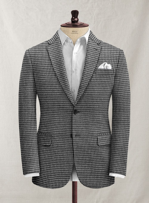 Italian Black & White Houndstooth Tweed Suit