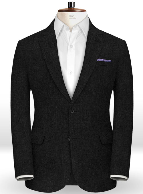 Italian Black Twill Linen Suit