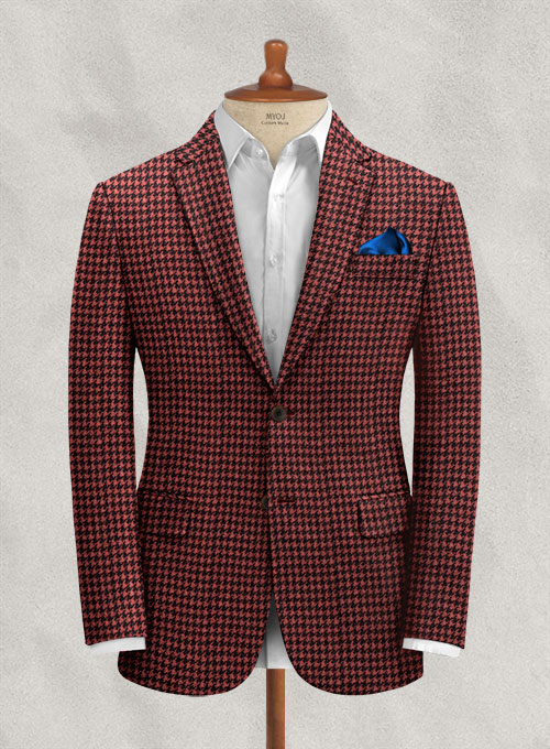 Italian Cerise Houndstooth Tweed Suit