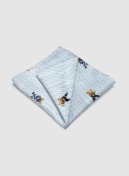 Italian Cotton Pocket Square - Sporty Bear - Click Image to Close