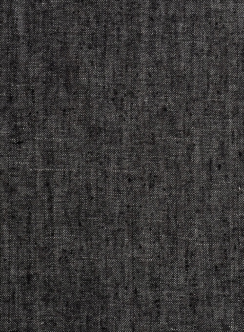 Italian Dark Gray Herringbone Linen Suit