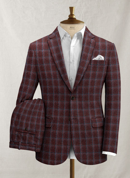 Italian Biulio Burgandy Tweed Suit