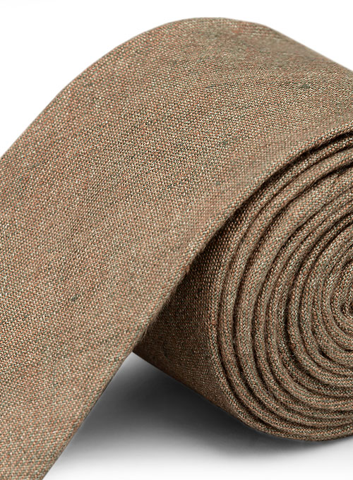 Italian Linen Tie - Burnt Brown