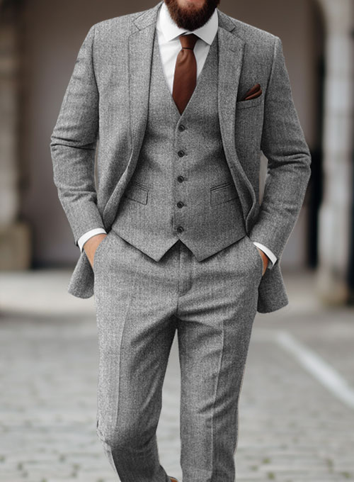 Italian Empire Gray Tweed Suit - Click Image to Close