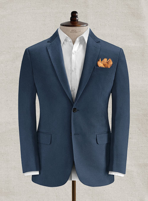 Italian Harbor Blue Cotton Stretch Suit - Click Image to Close