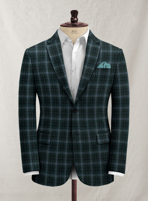 Italian Hiaro Green Checks Tweed Suit