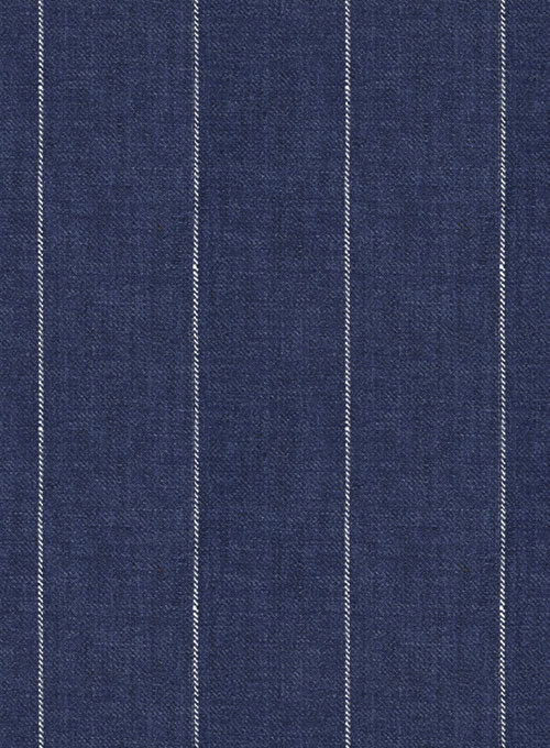 Italian Linen Big Stripe Indigo Blue Suit