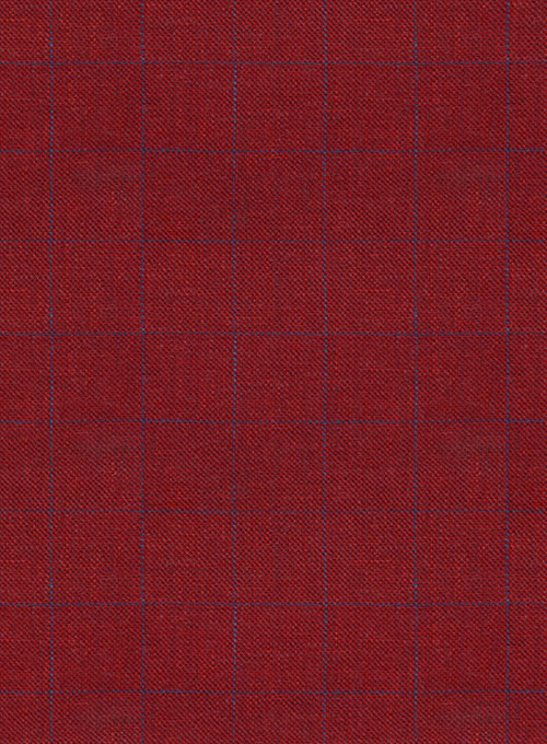 Italian Linen Cherry Red Checks Suit