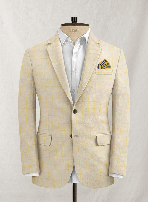 Italian Linen Prima Beige Checks Suit