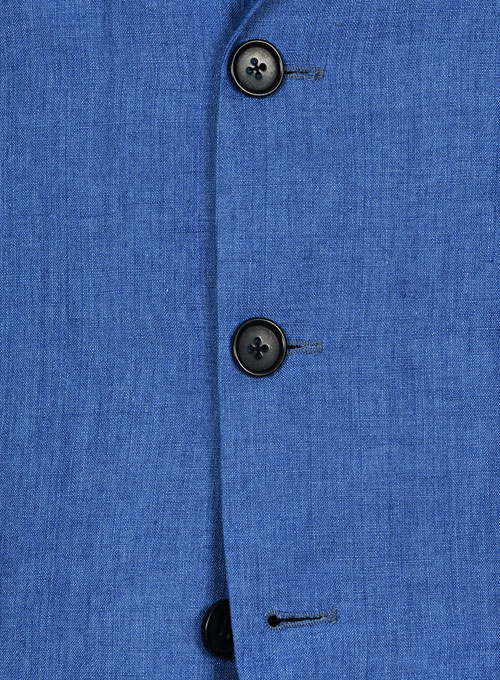 Italian Matte Blue Linen Jacket