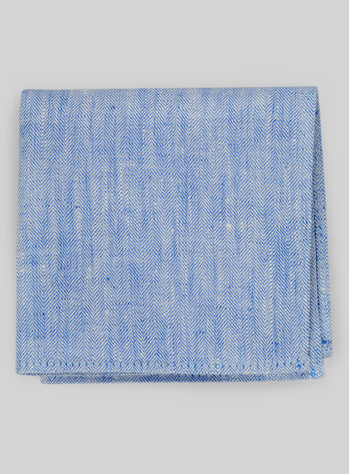 Italian Linen Pocket Square - Nile Blue - Click Image to Close