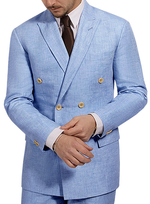 Italian Nile Blue Linen Suit - Click Image to Close