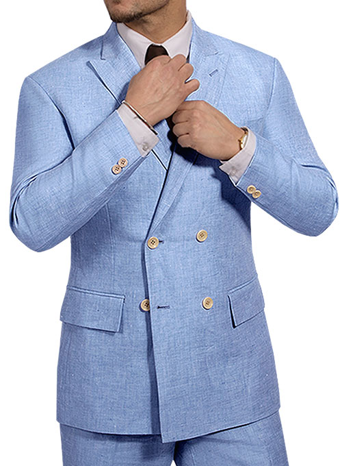 Italian Nile Blue Linen Suit - Click Image to Close